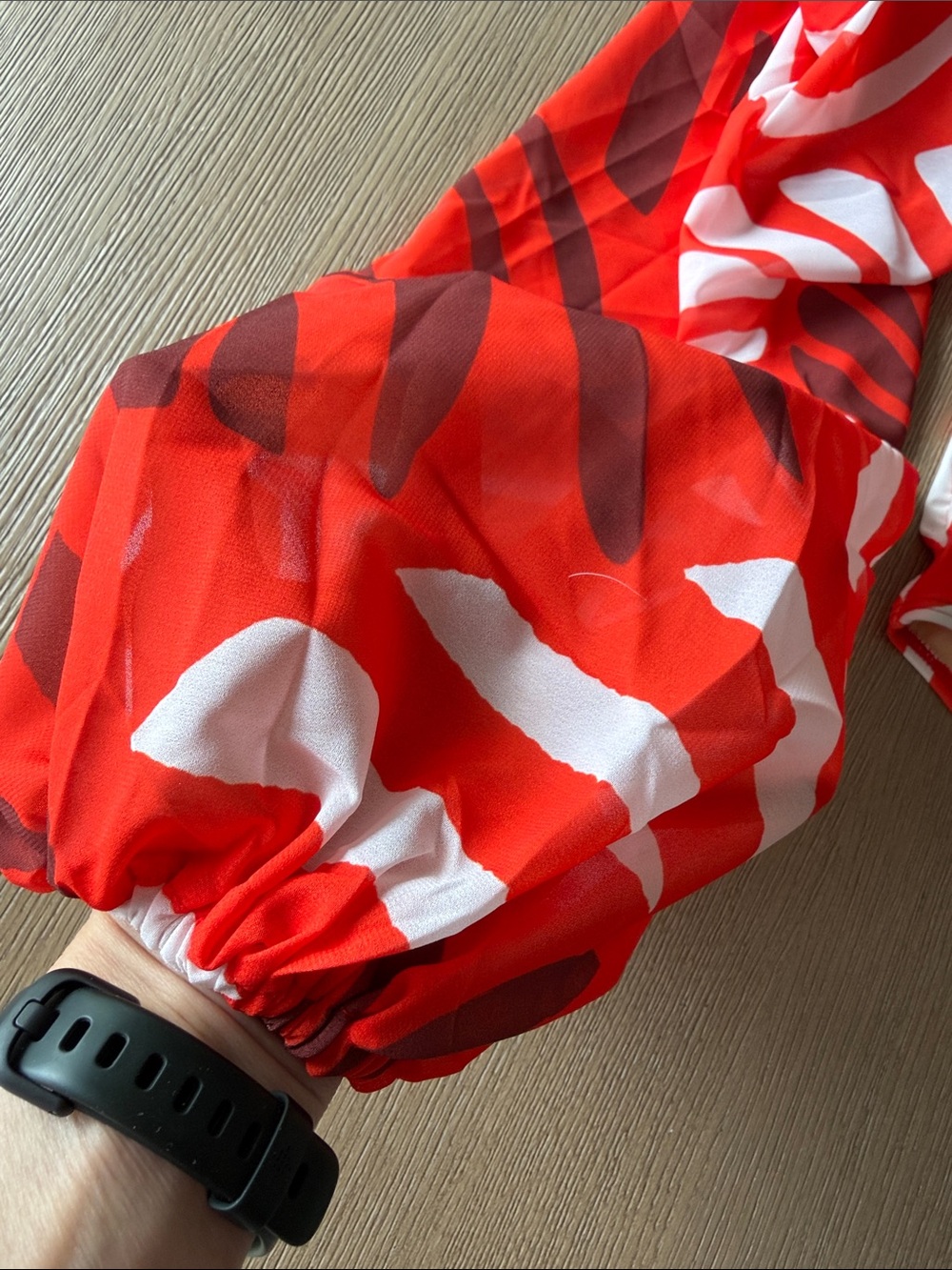 Red and White Printed One-Piece Swimsuit with Matching Pants - Picture 8 of 9